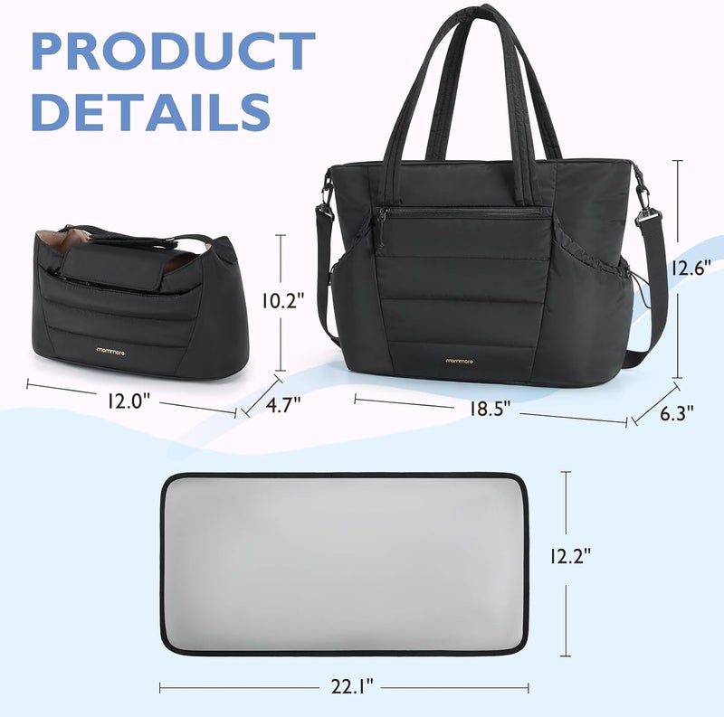 MOMMORE Diaper Bag Tote with Stroller Organizer Puffer Bag Large Capacity Baby Bag with Changing Pad for Travel, Hospital - Image 5